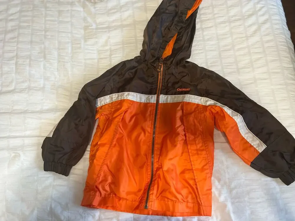 Oshkosh B’Gosh  Brown Orange White Windbreaker Rain Jacket Kids Sz: M